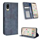 For Sharp Simple Sumaho 6 Magnetic Buckle Retro Texture Leather Phone Case(Blue) - 1