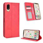 For Sharp Simple Sumaho 6 Magnetic Buckle Retro Texture Leather Phone Case(Red) - 1