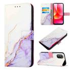 For Motorola Moto G 5G 2022 PT003 Marble Pattern Flip Leather Phone Case(White Purple LS006) - 1