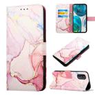 For Motorola Moto G52 PT003 Marble Pattern Flip Leather Phone Case(Rose Gold LS005) - 1