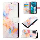 For Motorola Moto G52 PT003 Marble Pattern Flip Leather Phone Case(Galaxy Marble White LS004) - 1