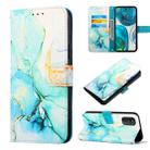 For Motorola Moto G52 PT003 Marble Pattern Flip Leather Phone Case(Green LS003) - 1