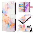 For OPPO A57 5G 2022 PT003 Marble Pattern Flip Leather Phone Case(Galaxy Marble White LS004) - 1