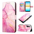 For Sony Xperia 10 IV PT003 Marble Pattern Flip Leather Phone Case(Pink Purple Gold LS001) - 1