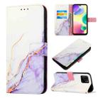 For Xiaomi Redmi 10A PT003 Marble Pattern Flip Leather Phone Case(White Purple LS006) - 1