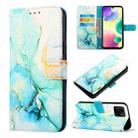 For Xiaomi Redmi 10A PT003 Marble Pattern Flip Leather Phone Case(Green LS003) - 1