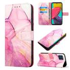 For Samsung Galaxy M33 5G PT003 Marble Pattern Flip Leather Phone Case(Pink Purple Gold LS001) - 1
