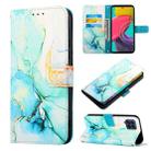 For Samsung Galaxy M53 5G PT003 Marble Pattern Flip Leather Phone Case(Green LS003) - 1