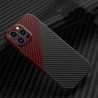 Carbon Fiber Texture Phone Case For iPhone 12 Pro Max(Black Red) - 1