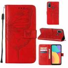 For Alcatel 1L 2021 Embossed Butterfly Leather Phone Case(Red) - 1