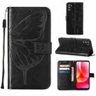 For Motorola Moto G 5G 2022 Embossed Butterfly Leather Phone Case(Black) - 1