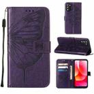For Motorola Moto G 5G 2022 Embossed Butterfly Leather Phone Case(Dark Purple) - 1