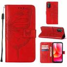 For Motorola Moto G 5G 2022 Embossed Butterfly Leather Phone Case(Red) - 1