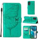 For Motorola Moto G52 Embossed Butterfly Leather Phone Case(Green) - 1