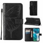 For Motorola Moto G52 Embossed Butterfly Leather Phone Case(Black) - 1