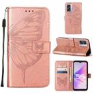 For OPPO A57 5G 2022 Embossed Butterfly Leather Phone Case(Rose Gold) - 1