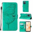 For OPPO Realme C31 4G Embossed Butterfly Leather Phone Case(Green) - 1