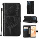 For OPPO Realme C31 4G Embossed Butterfly Leather Phone Case(Black) - 1