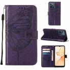 For OPPO Realme C31 4G Embossed Butterfly Leather Phone Case(Dark Purple) - 1