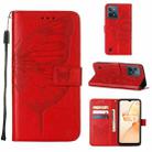 For OPPO Realme C31 4G Embossed Butterfly Leather Phone Case(Red) - 1