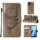 For OPPO Reno7 4G/F21 Pro Embossed Butterfly Leather Phone Case(Grey) - 1