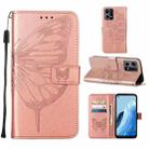 For OPPO Reno7 4G/F21 Pro Embossed Butterfly Leather Phone Case(Rose Gold) - 1