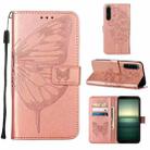 For Sony Xperia 1 IV Embossed Butterfly Leather Phone Case(Rose Gold) - 1