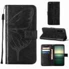 For Sony Xperia 1 IV Embossed Butterfly Leather Phone Case(Black) - 1