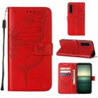 For Sony Xperia 1 IV Embossed Butterfly Leather Phone Case(Red) - 1