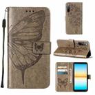 For Sony Xperia 10 IV Embossed Butterfly Leather Phone Case(Grey) - 1
