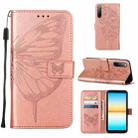 For Sony Xperia 10 IV Embossed Butterfly Leather Phone Case(Rose Gold) - 1
