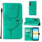 For Sony Xperia 10 IV Embossed Butterfly Leather Phone Case(Green) - 1