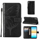 For Sony Xperia 10 IV Embossed Butterfly Leather Phone Case(Black) - 1