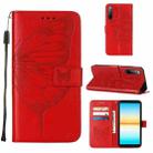 For Sony Xperia 10 IV Embossed Butterfly Leather Phone Case(Red) - 1