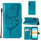 For Sony Xperia 10 IV Embossed Butterfly Leather Phone Case(Blue) - 1