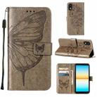 For Sony Xperia ACE III Embossed Butterfly Leather Phone Case(Grey) - 1