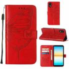 For Sony Xperia ACE III Embossed Butterfly Leather Phone Case(Red) - 1