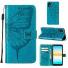 For Sony Xperia ACE III Embossed Butterfly Leather Phone Case(Blue) - 1