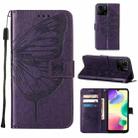 For Xiaomi Redmi 10A Embossed Butterfly Leather Phone Case(Dark Purple) - 1