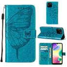 For Xiaomi Redmi 10A Embossed Butterfly Leather Phone Case(Blue) - 1