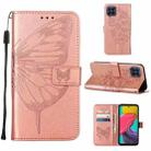 For Samsung Galaxy M33 5G  Embossed Butterfly Leather Phone Case(Rose Gold) - 1