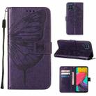 For Samsung Galaxy M33 5G  Embossed Butterfly Leather Phone Case(Dark Purple) - 1