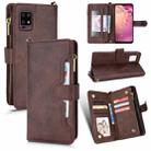 For Sharp Aquos Zero6 / Aquos Air Litchi Texture Zipper Leather Phone Case(Brown) - 1