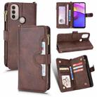 For Motorola Moto E40 / E30 / E20 Litchi Texture Zipper Leather Phone Case(Brown) - 1