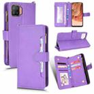 For OPPO F17 / A73 4G / A73 2020 Litchi Texture Zipper Leather Phone Case(Purple) - 1