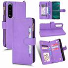 For Sony Xperia 5 III Litchi Texture Zipper Leather Phone Case(Purple) - 1