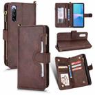 For Sony Xperia 10 III Litchi Texture Zipper Leather Phone Case(Brown) - 1