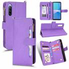 For Sony Xperia 10 III Litchi Texture Zipper Leather Phone Case(Purple) - 1