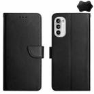 For Motorola Moto G52 Genuine Leather Fingerprint-proof Horizontal Flip Phone Case(Black) - 1