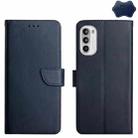 For Motorola Moto G52 Genuine Leather Fingerprint-proof Horizontal Flip Phone Case(Blue) - 1